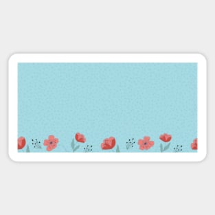 Poppy flowers on blue spotted background Sticker